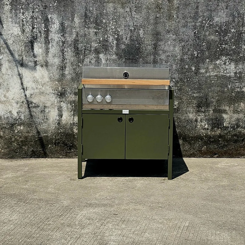 Kanpoko sukaldeko armairua parrillarekin
