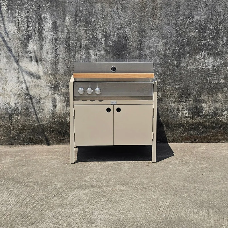 Kanpoko sukaldeko armairua parrillarekin
